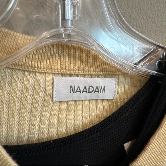 Naadam Merino Silk Ribbed Shrunken Cardigan 90s Minimalist Size S butter yellow - Picture 8 of 9